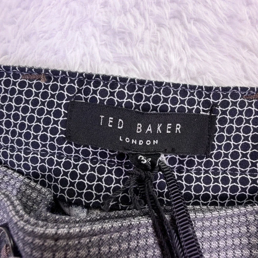 NEW Ted Baker Sparkman Trousers Blue & White Houndstooth Mens 30R (30x32) NWT ✅